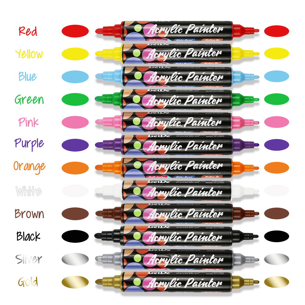 Dual-Tip Acrylic Paint Pen（0.7/3MM+6MM)