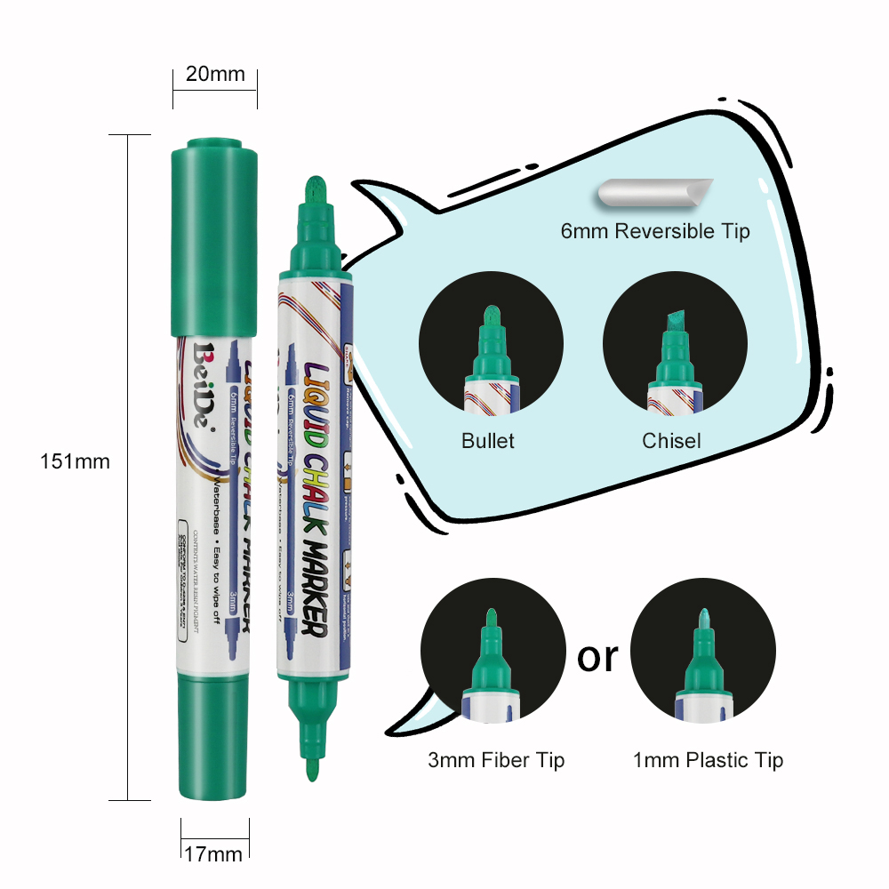Dual-Tip Liquid Chalk Marker（0.7/3MM+6MM)